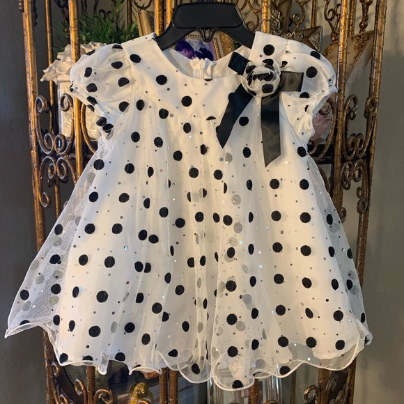 Bonnie Baby Other - Bonnie Baby Dress Black/White Polka Dots